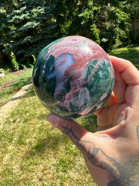 Sea Jasper Sphere Statement Piece