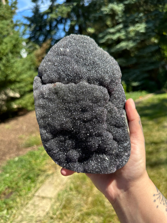 Black Amethyst Cluster Freeform with Stand