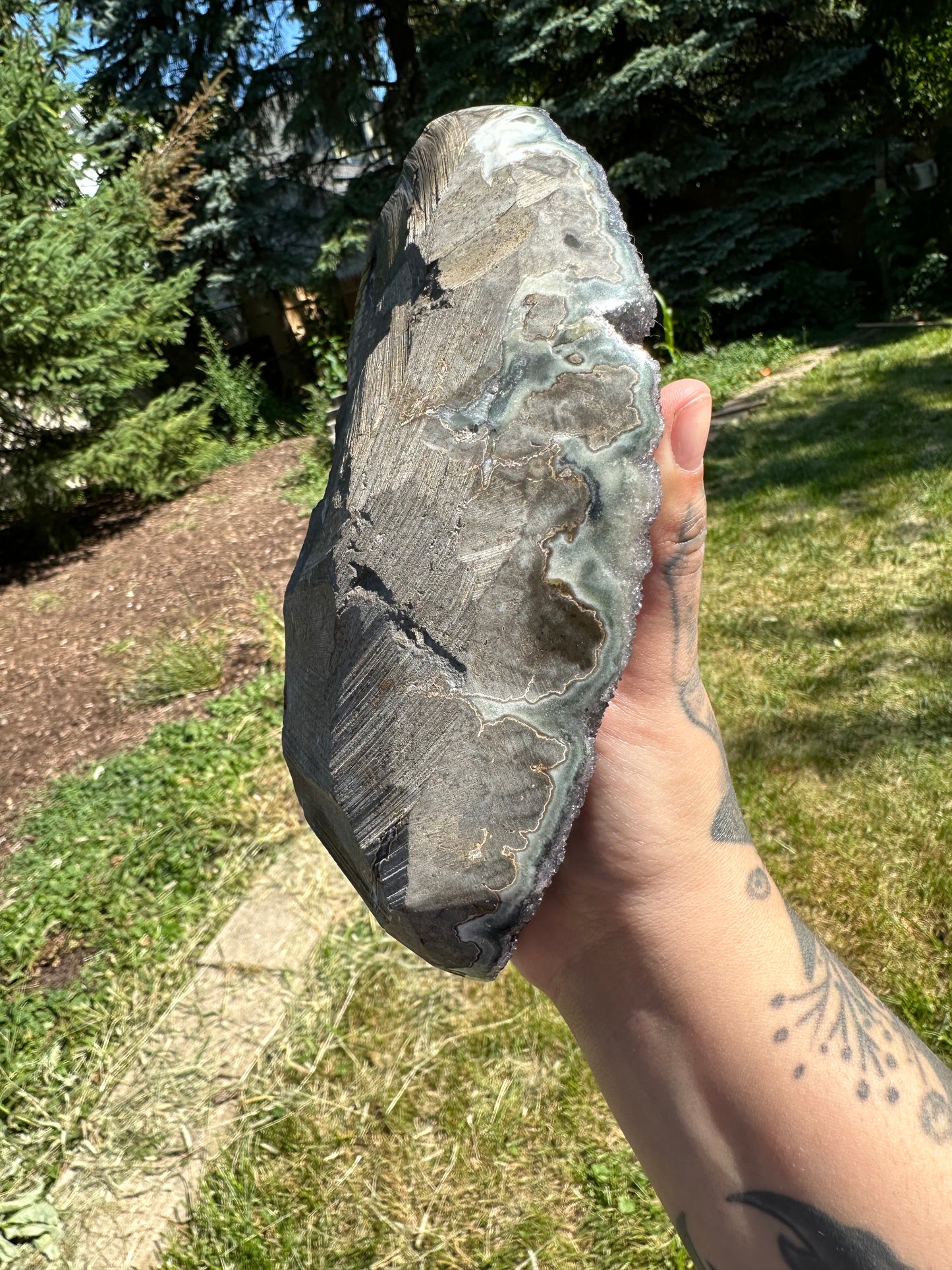 Black Amethyst Cluster Freeform with Stand