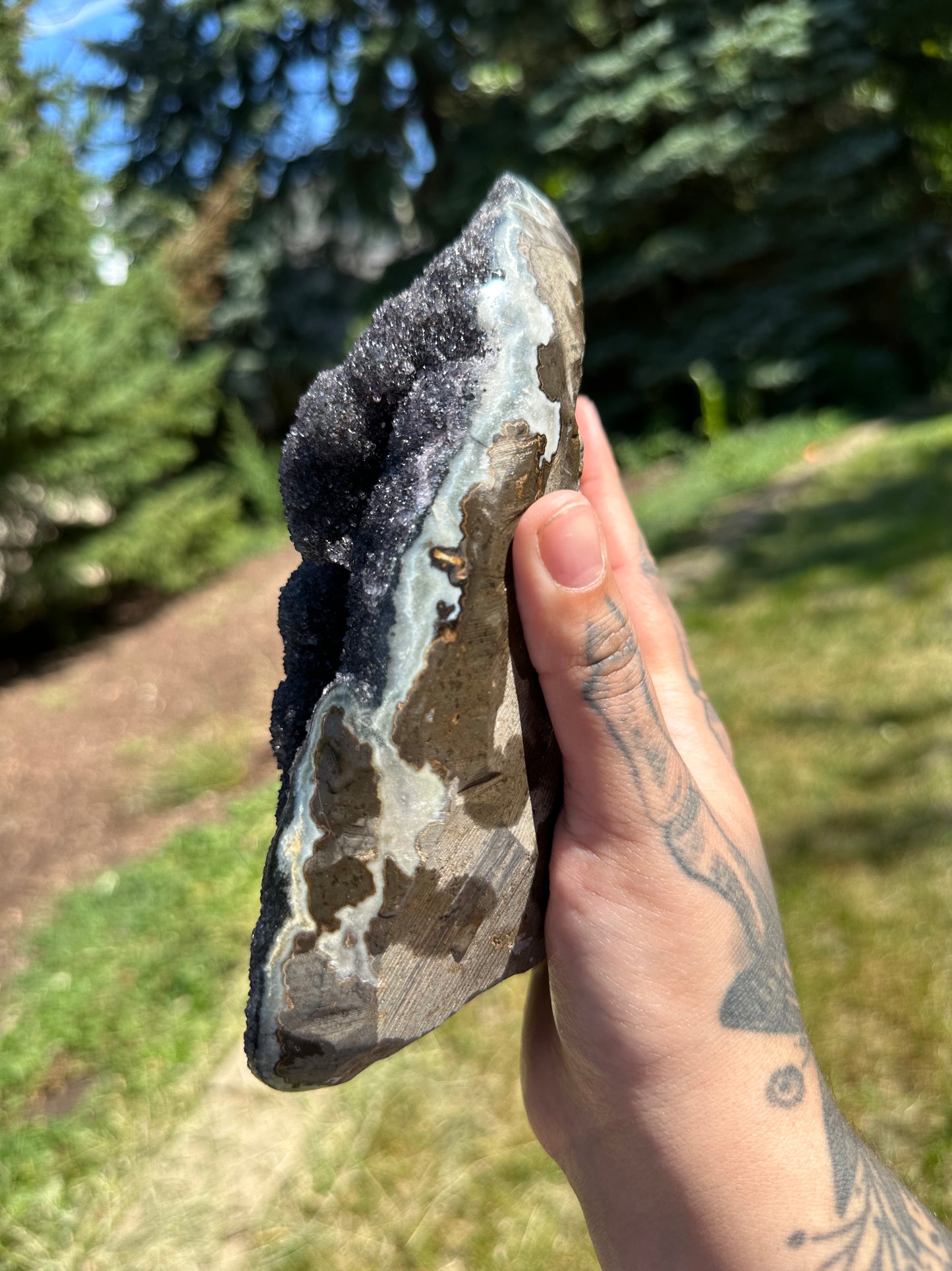 Black Amethyst Cluster Freeform with Stand