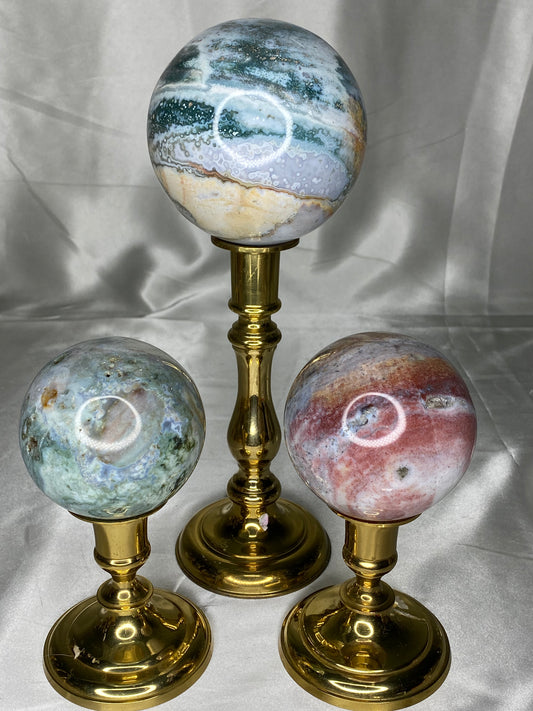 Antique Brass Sphere Stands